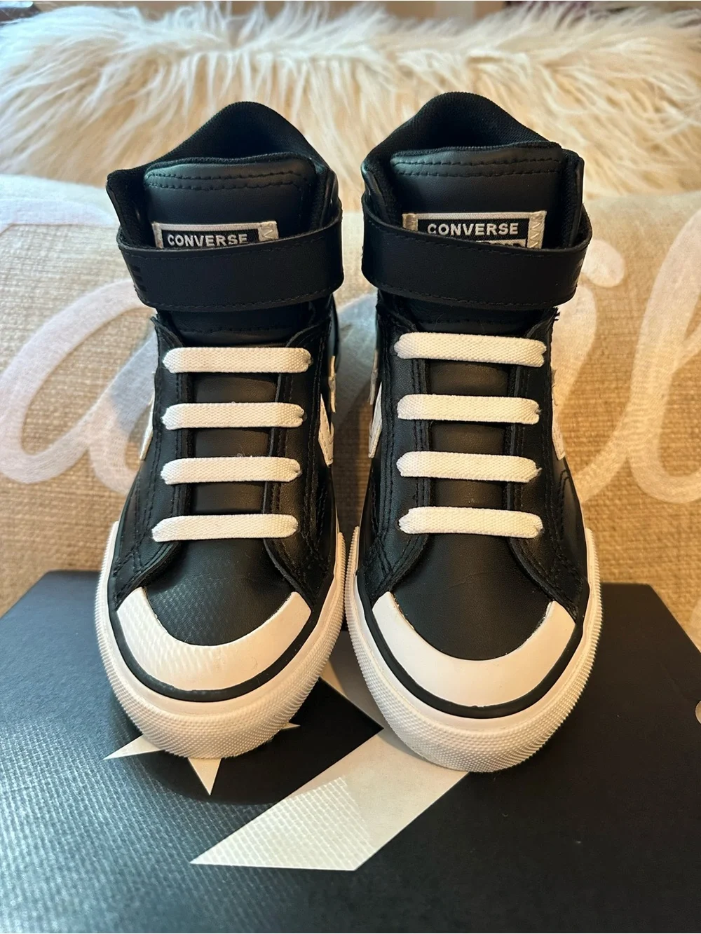 Converse Pro Blaze Strap Black High-Top Sneakers | Kids size 13